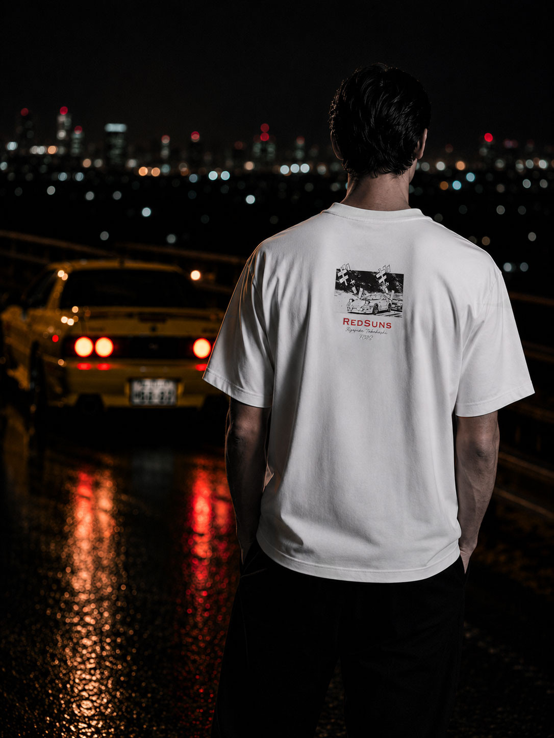 頭文字D 別注 タカハシ グラフィック半袖Tシャツ ホワイト