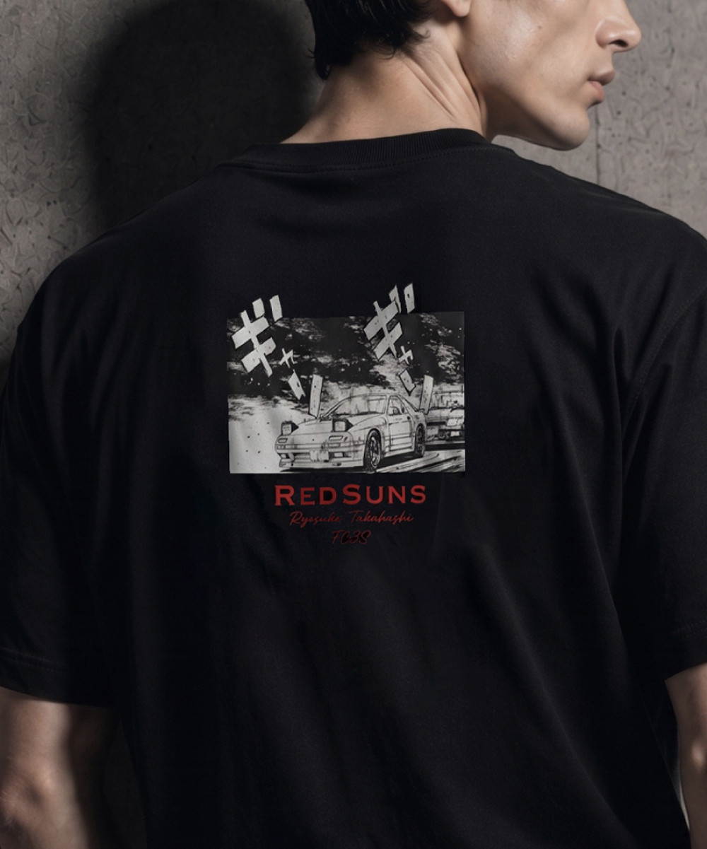 頭文字D 別注タカハシ グラフィック半袖Tシャツ ブラックカラー 背面