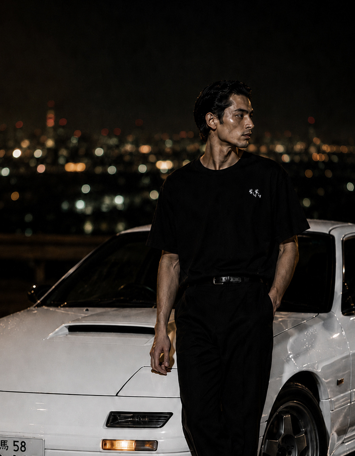 頭文字D 別注 タカハシ グラフィック半袖Tシャツ ブラック
